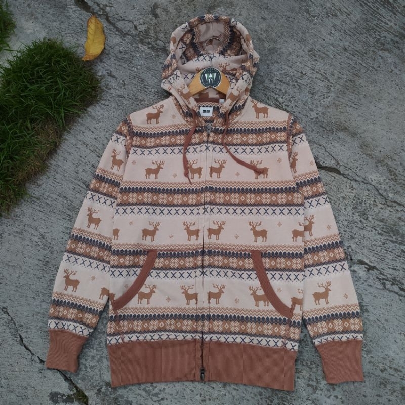 ZIP HOODIE UNIQLO NAVAJO RUSA COKLAT / ZH UNIQLO NAVAJO RUSA