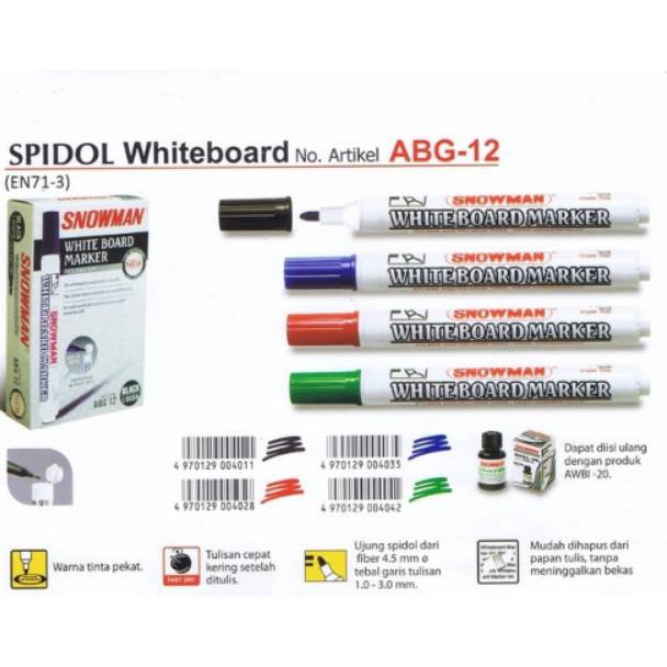 

Spidol Papan Tulis Snowman ABG12 LUSIN n NJ7