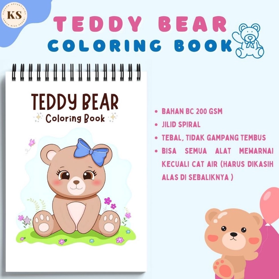 

TEDDY BEAR Coloring Book Cozy Healing Art Buku Mewarnai Remaja Dewasa Kertas Tebal Tema Beruang Lucu u E2E2
