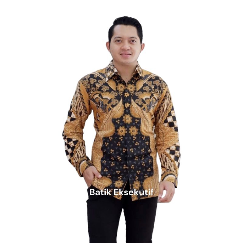 Batik Pria Lengan Panjang Reguler Fit Keris Modern Premium Baju Atasan Batik Cowok Original Prabusen