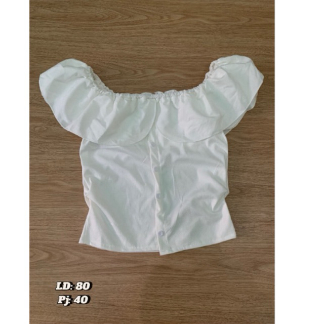 CROP TOP / ATASAN KOREA / BLOUSE / RENDA / BUNGA / FLOWER / PITA / COQUETTE / WHITE / PUTIH