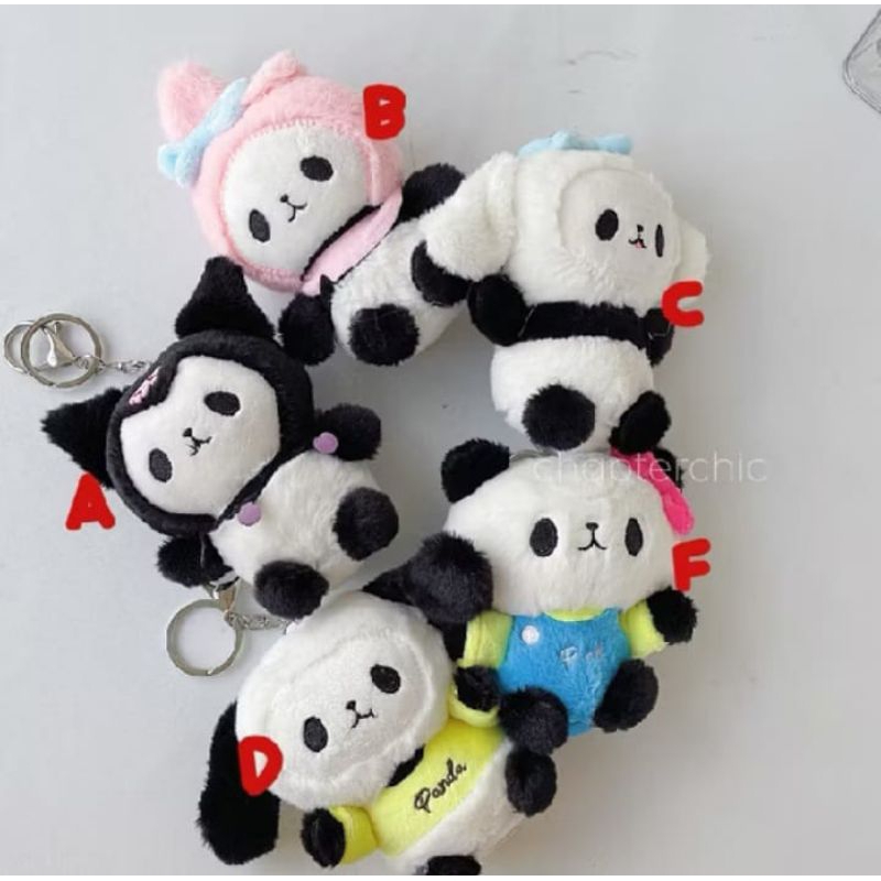 Panda Sanrio Gantungan Kunci Plush Lucu Boneka Beruang Keychain