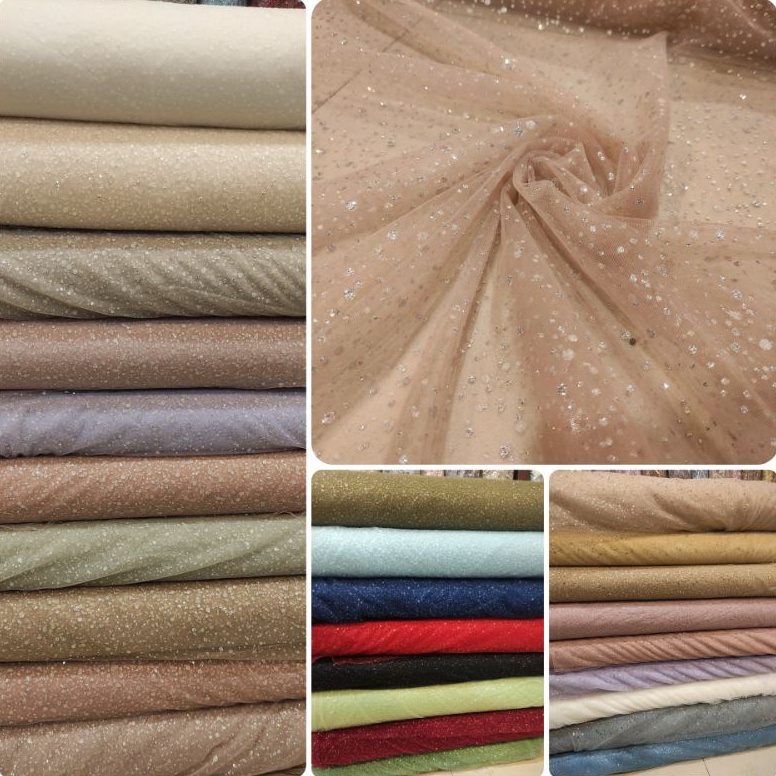 KODE B85W Kain Tile Tulle Crush Snow Glitter Zuhair Sparkle Sugar Candy