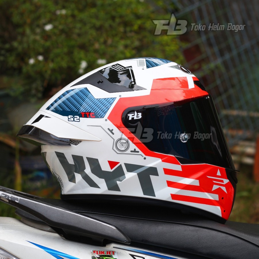 KYT TT Course FUSELAGE Red White visor DARKSMOKE spoiler 3D SMOKE