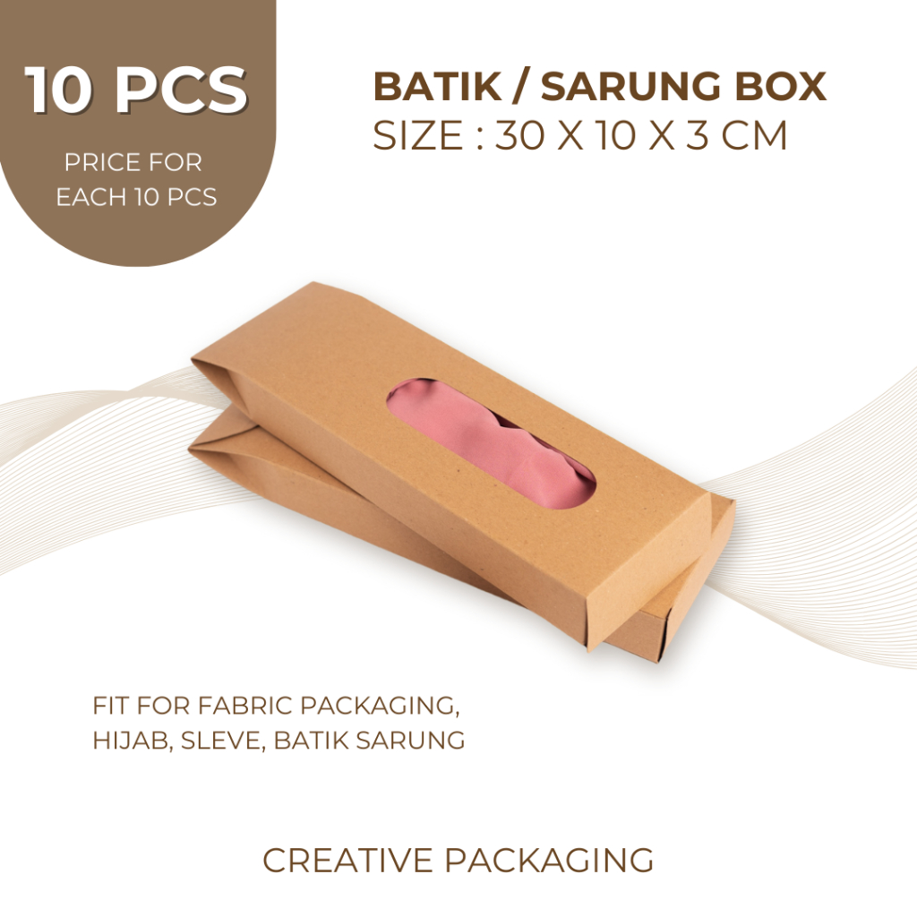 

Creative Packaging - [10 PCS] BATIK BOX / FABRIC PACKAGING - KRAFT : BOX HAMPERS KAIN BATIK/ BOX HIJAB / SARUNG