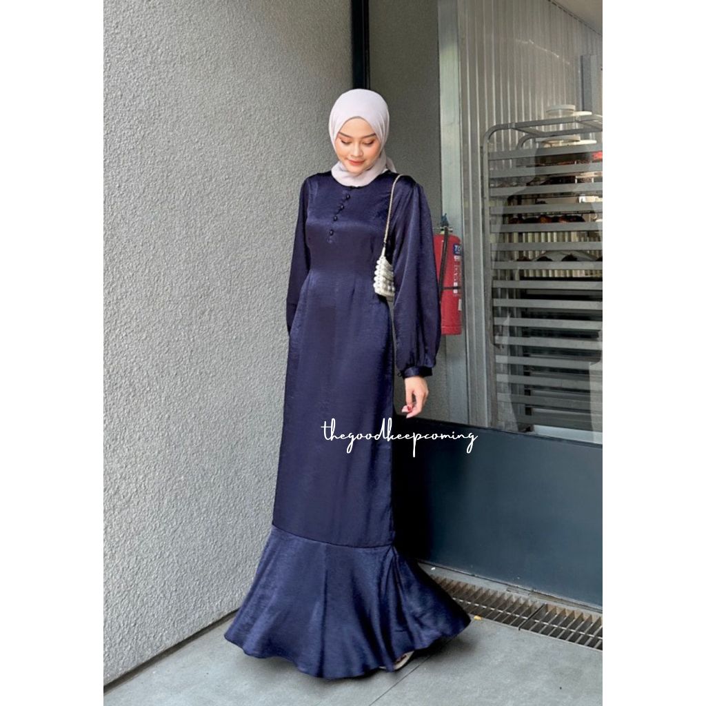 BigSize Dress GILSHA Dress Tunik Gamis Satin Silk Panjang Hijab Irise Wanita korea A Line Pantai Mid