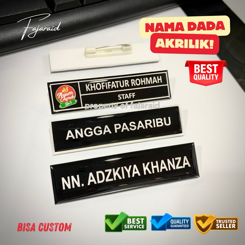 

Nametag Akrilik Peniti Papan Nama Dada Custom