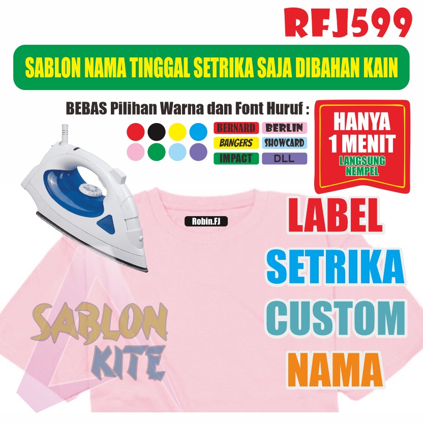 

Produk Terbaik RFJ599 Sticker Nama Label Printing Kain kaos Sablon Setrika Isi 5pcs Gratis Custom Nama Bukan Bordir tapi Label DTF Bisa Ditempel