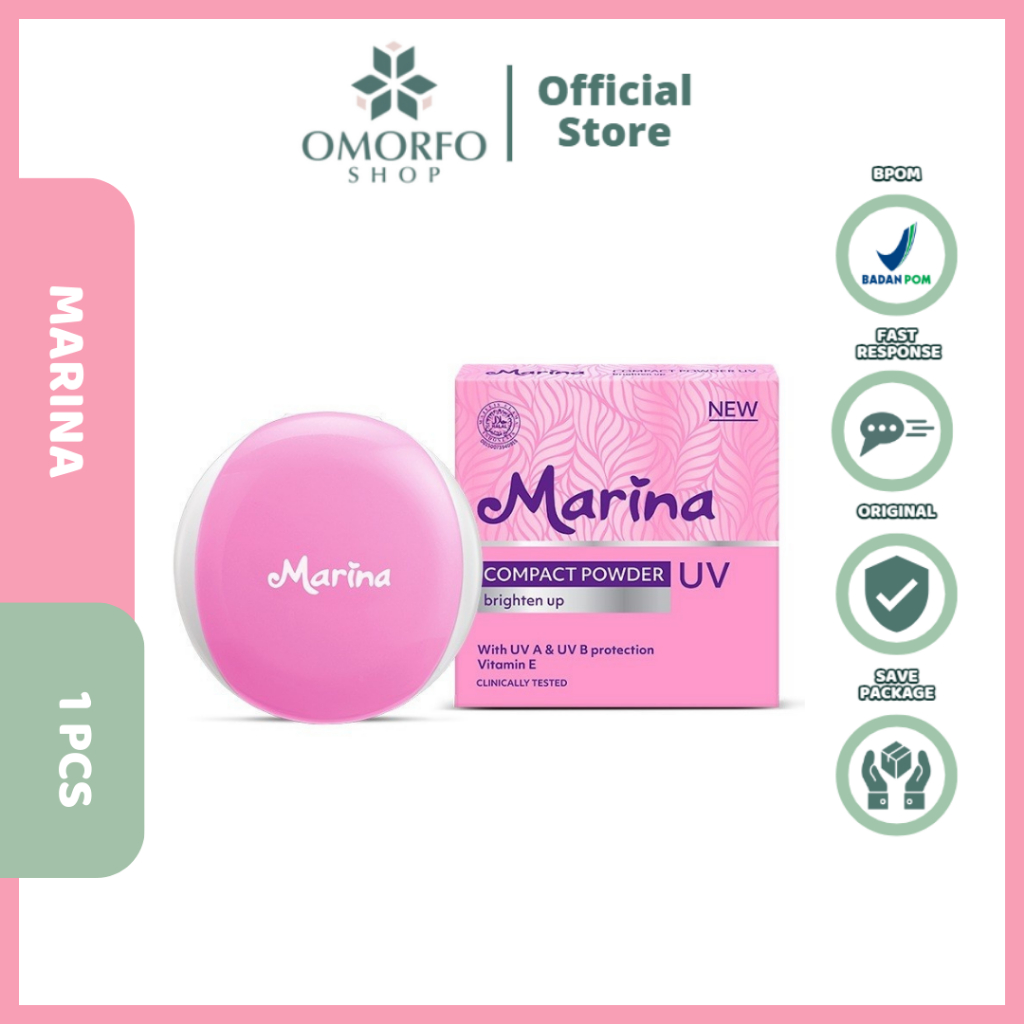 [Omorfo] Marina Compact Powder UV Brighten Up 12gr - Bedak Padat Marina
