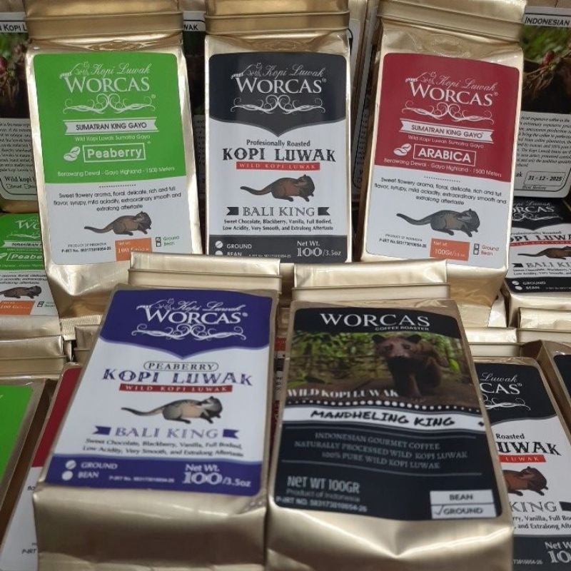 

KOPI LUWAK WORCAS ARABICA & ROBUSTA, SUMATRA KING GAYO, BALI KING, MANDELING KING ORIGINAL