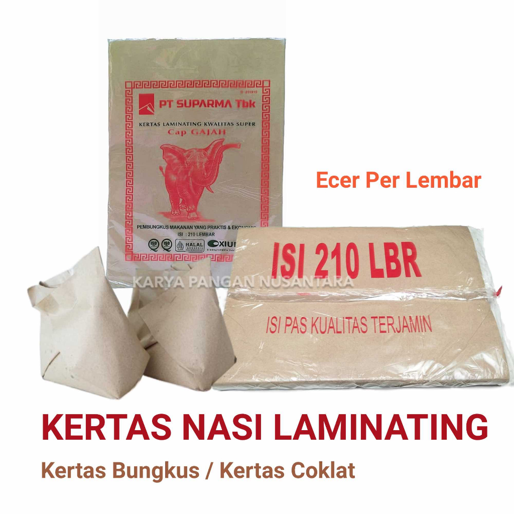 KERTAS NASI COKLAT KERTAS NASI LAMINATING KERTAS MINYAK PEMBUNGKUS MAKANAN CAP GAJAH ECER PER LEMBAR