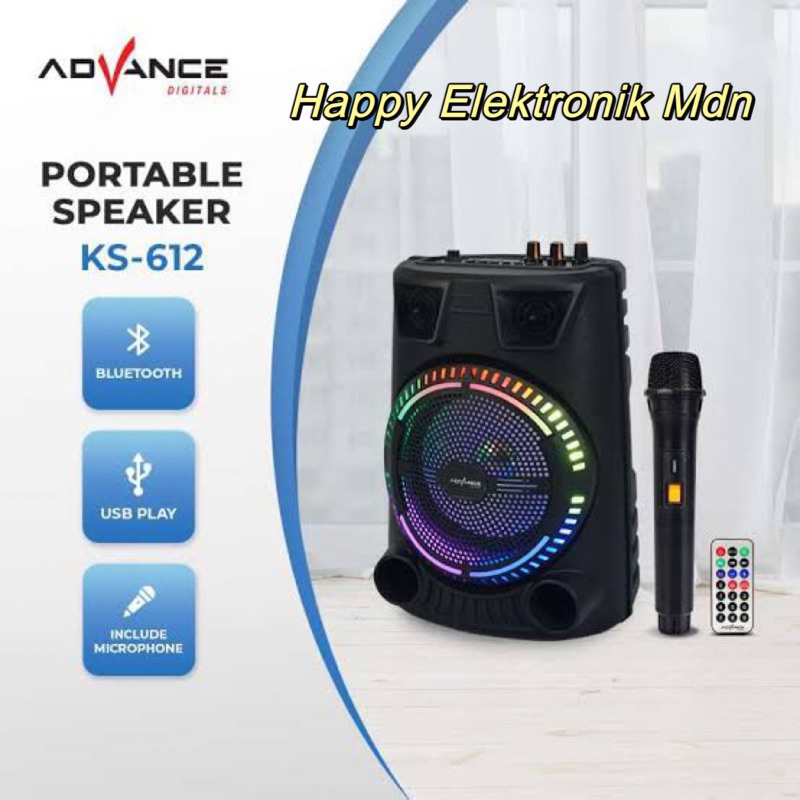 Advance Speaker Portable Advance KS-612 Advance Mic Wireless Karaoke Advance Speaker 6 inch Advance 