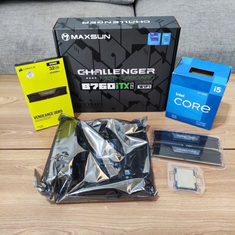 PAKETAN MINI ITX B760I ITX + INTEL i5 12400F + RAM CORSAIR VENGEANCE DDR5 32GB 6000MHz