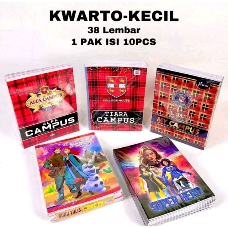 

BUKU TULIS 38 LEMBAR CAMPUS ISI 10 BUKU / BUKU TULIS E-book Kwarto / BUKU SEKOLAH BERGARIS NEWS