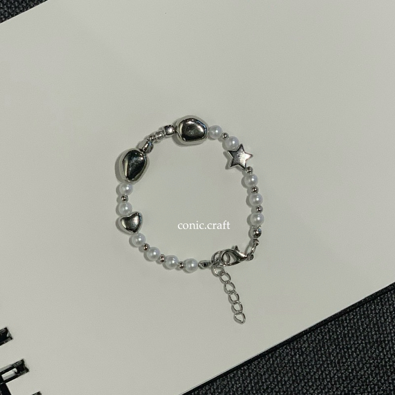 gelang manik mutiara pearl aesthetic silver gelang y2k