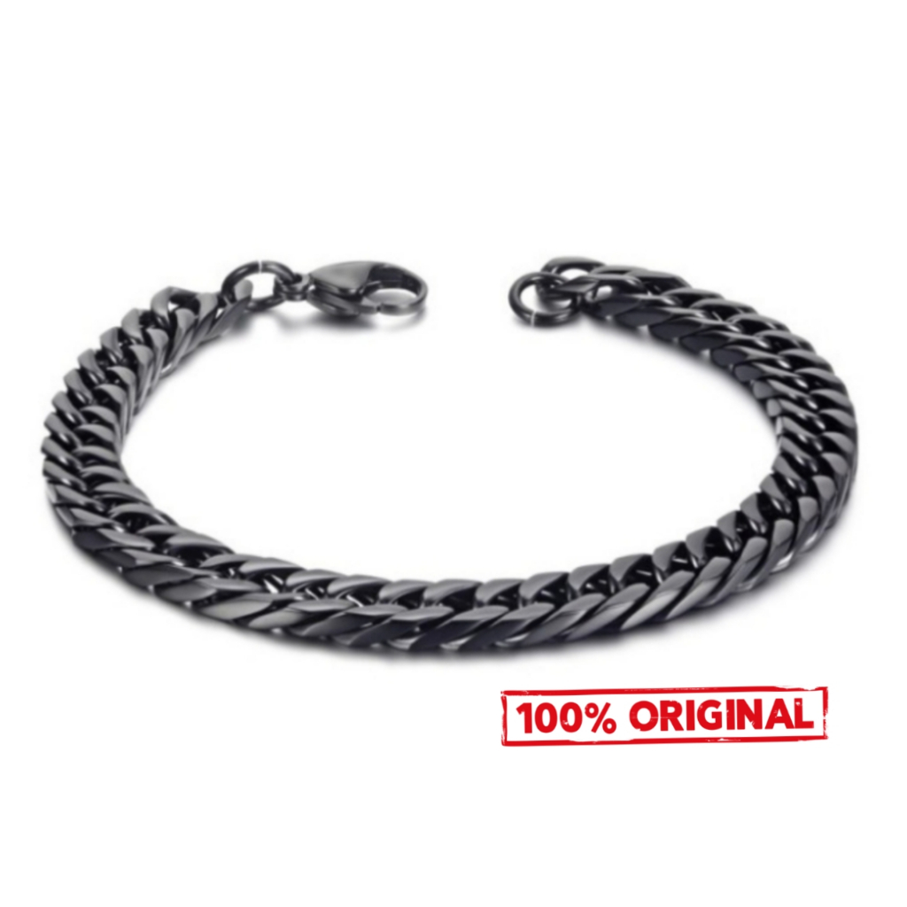 TERBARU [Gelang Rantai] Gelang Titanium Model Rantai Hitam Pria Wanita Best Quality