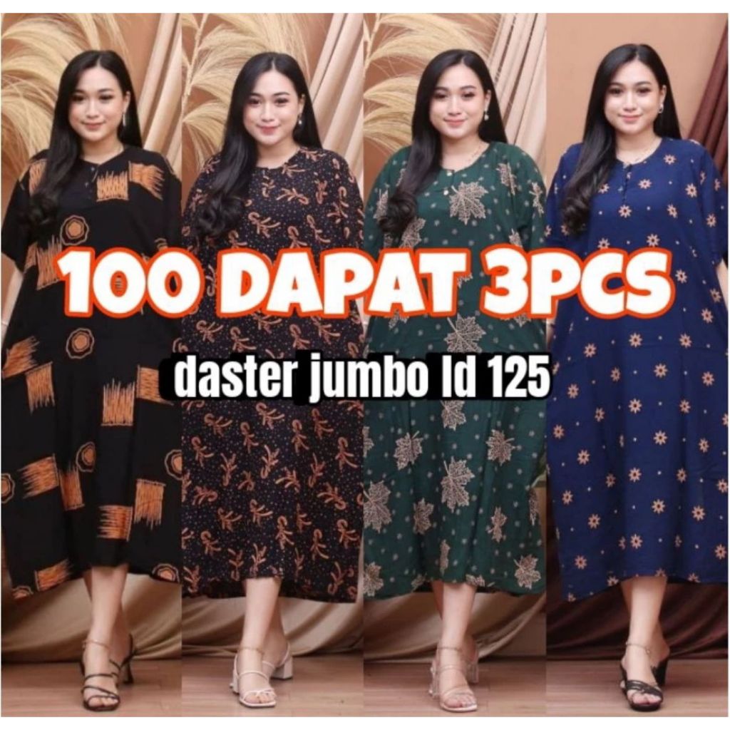 100 Dapat 3pcs || Daster Rayon Jumbo Lengan Pendek Busui Bumil Kancing Depan Lengan Pendek Afika