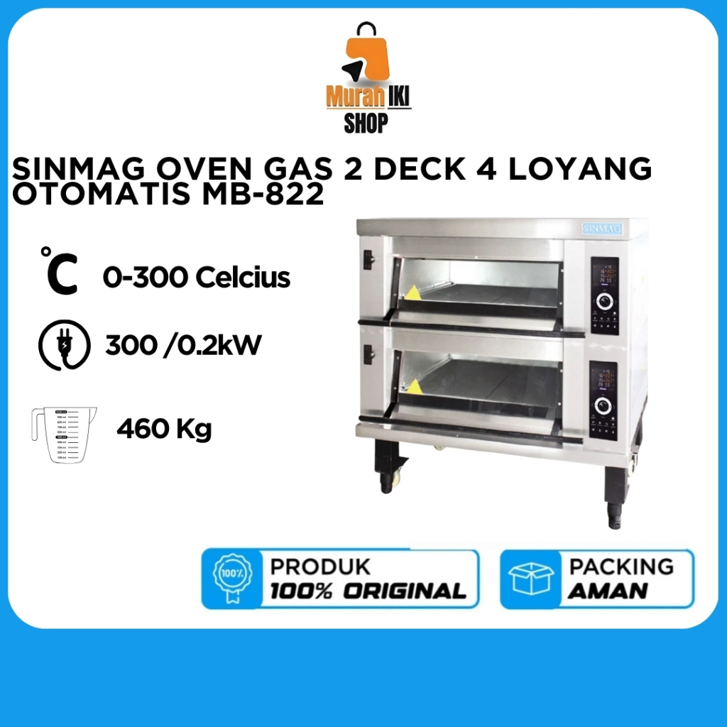 SINMAG OVEN GAS 2 DECK 4 LOYANG OTOMATIS MB-822