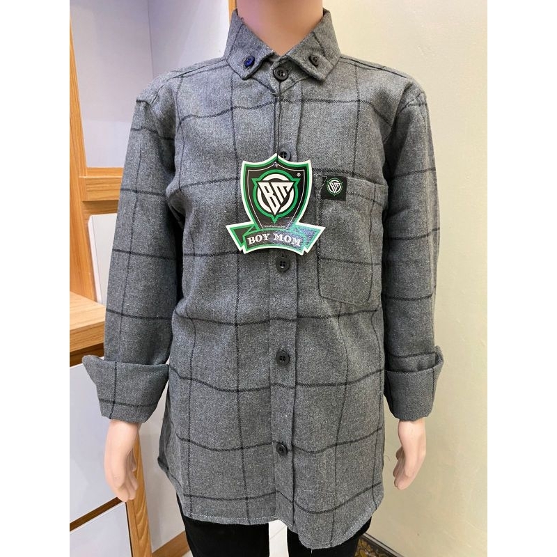 ABU GARIS 1 HITAM ANAK KEMEJA FLANEL ANAK MOTIF ABU GARIS 1 HITAM