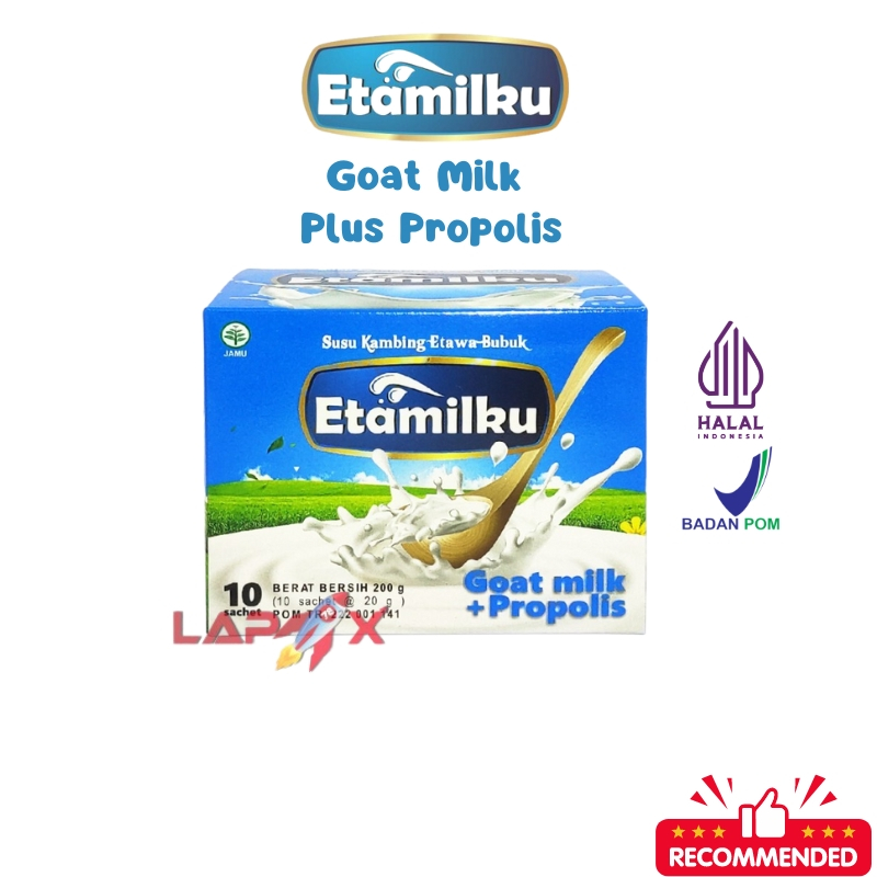 

Susu Kambing Etawa Bubuk Plus Propolis Goat Milk Krimer Nabati Etamilku Halal Original BPOM