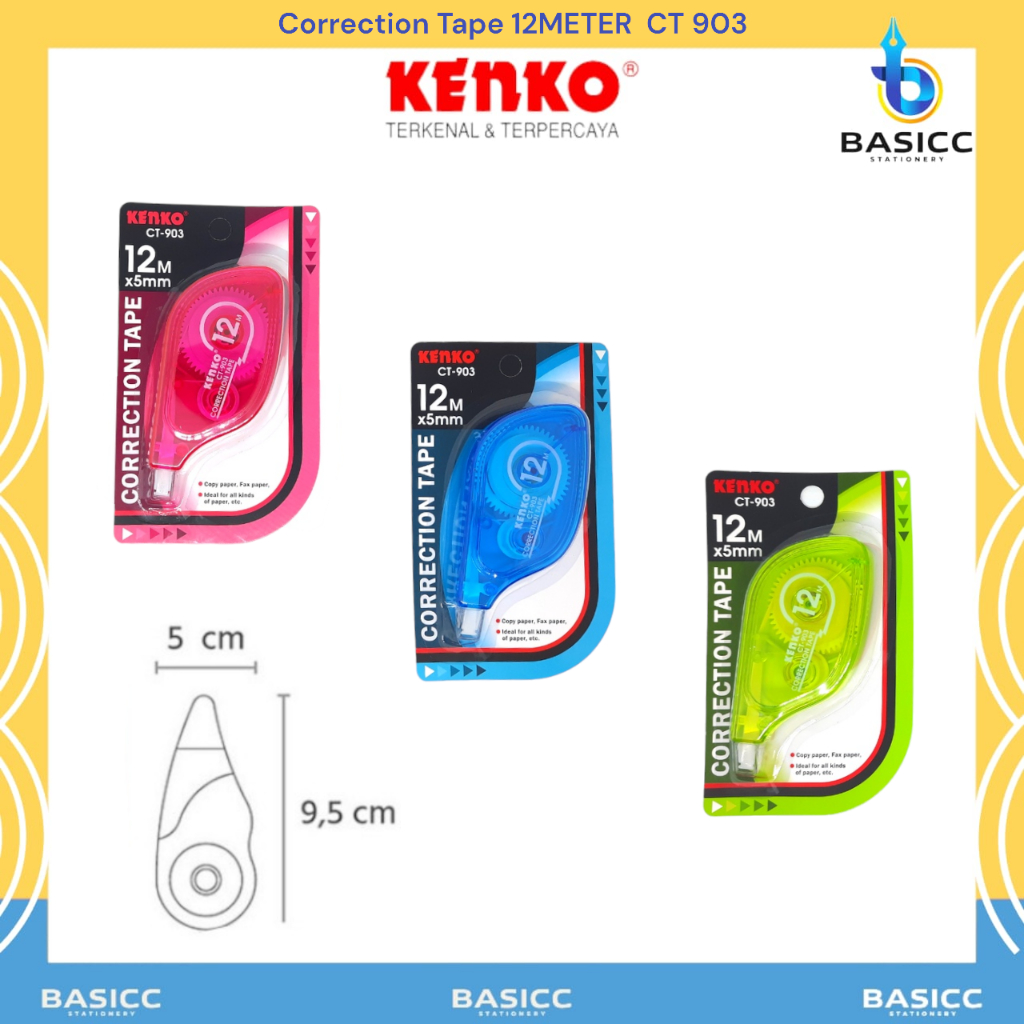 

Kenko Correction Tape Tip Ex Kertas 12 Meter CT - 903 | @1Pcs