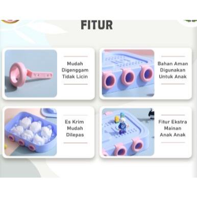 Cetakan Es Krim Karakter Lucu 6 Stik / Cetakan Dan Stik Ice Cream Lucu Murah Promo Silicon Popsicle