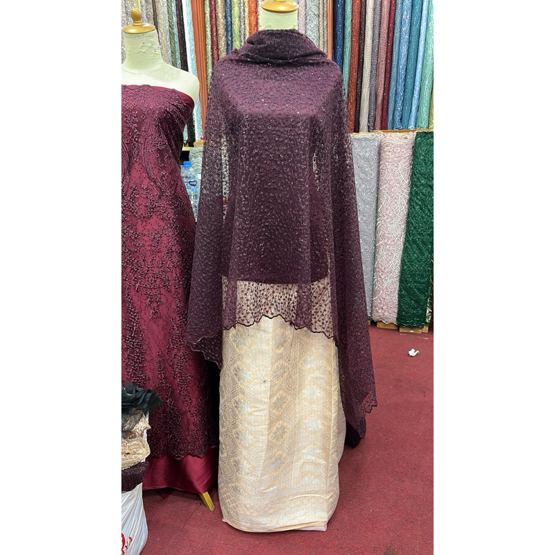 paket bahan kebaya (spesial LIVE )satu stel brukat spangle dan songket