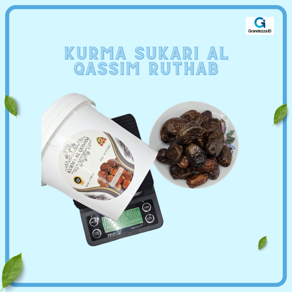 

Paket 2 Ember Toples Kurma Sukari Al Qasseem Al Qassim Ruthab, golden valley exp lama +/- 500Gr per kemasan 100% Original