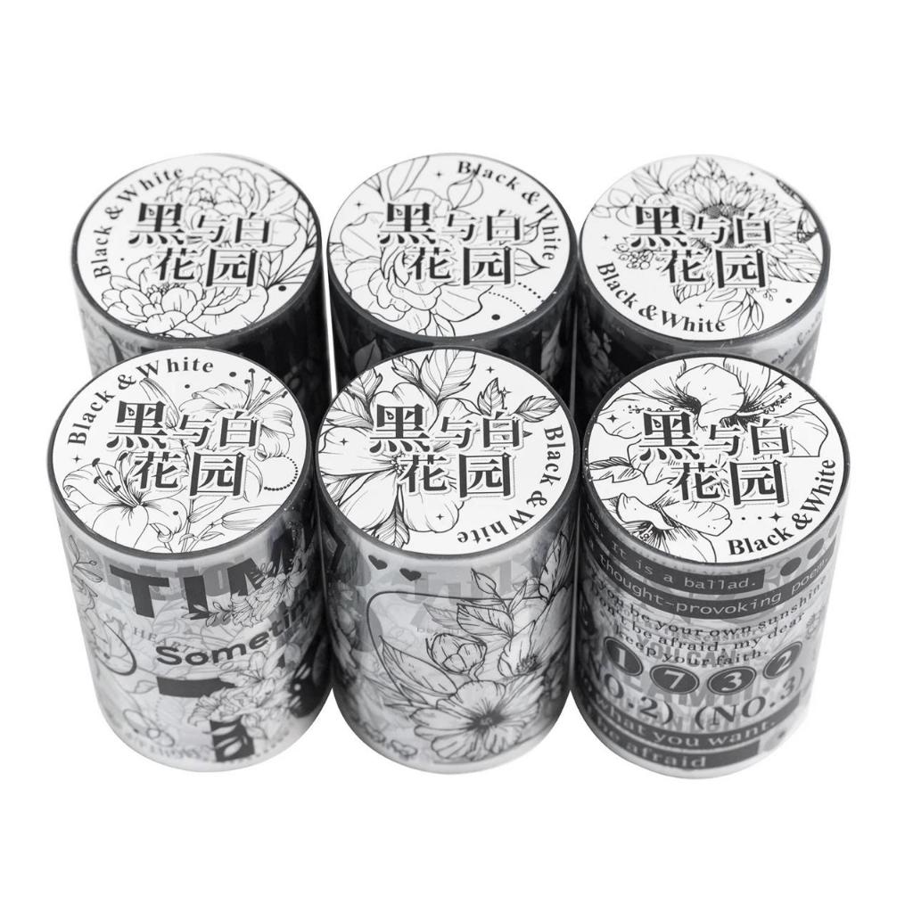 

2M/Roll tape Black and White garden series black and white