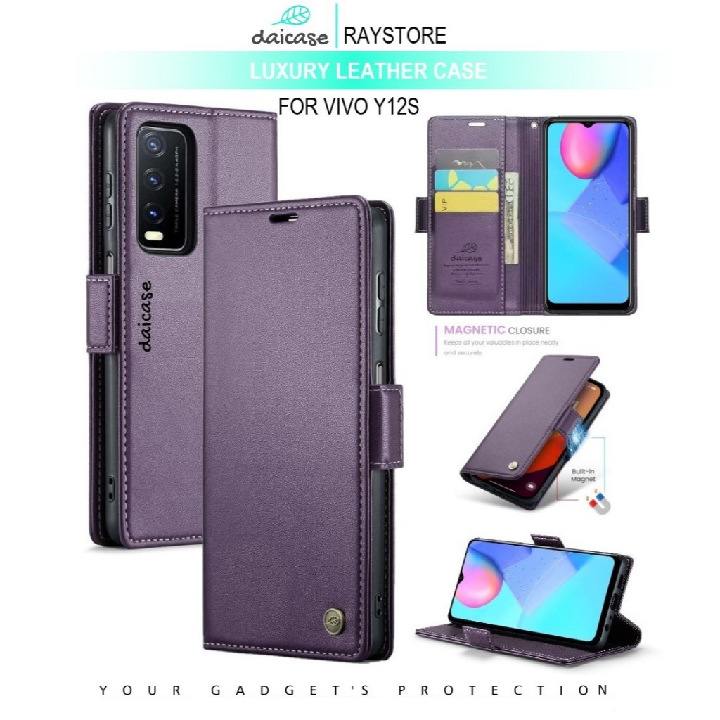 VIVO Y12S FLIP LEATHER CASE PREMIUM-FLIP WALLET CASE UNTUK VIVO Y12S