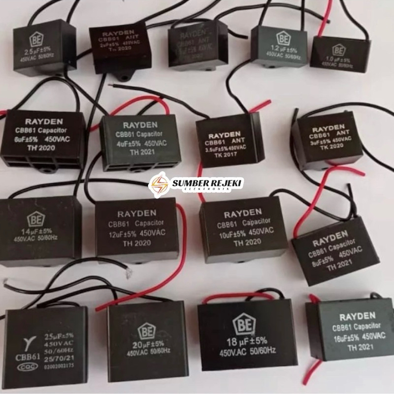 Kapasitor kotak segi hitam 1,2UF 1,5UF 2UF 2,2UF 2,5UF 3UF 3,5UF 4UF 6UF 8UF 10UF 12UF 14UF 16UF / C