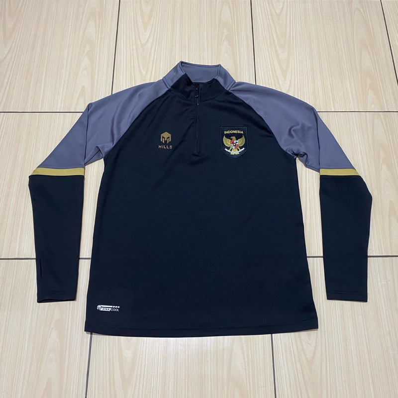 Jacket Timnas Indonesia Half Zip Training Mills Original