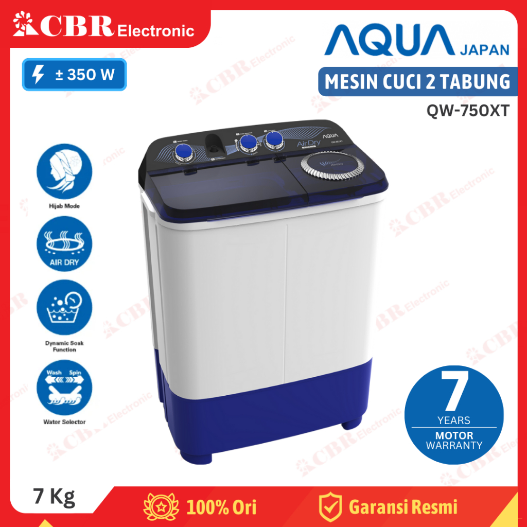 Mesin Cuci AQUA 2 Tabung 7 KG QW-750XT (Manual)