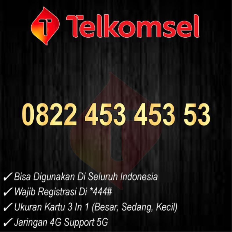 nomor cantik Telkomsel 4g 453 453 53 nocan simpati