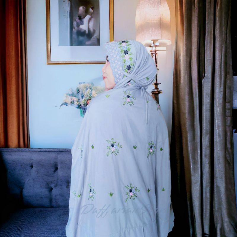 Mukena Terusan Dewasa Bordir Kain Katun Grade A Mukena Lajuran / Lajur