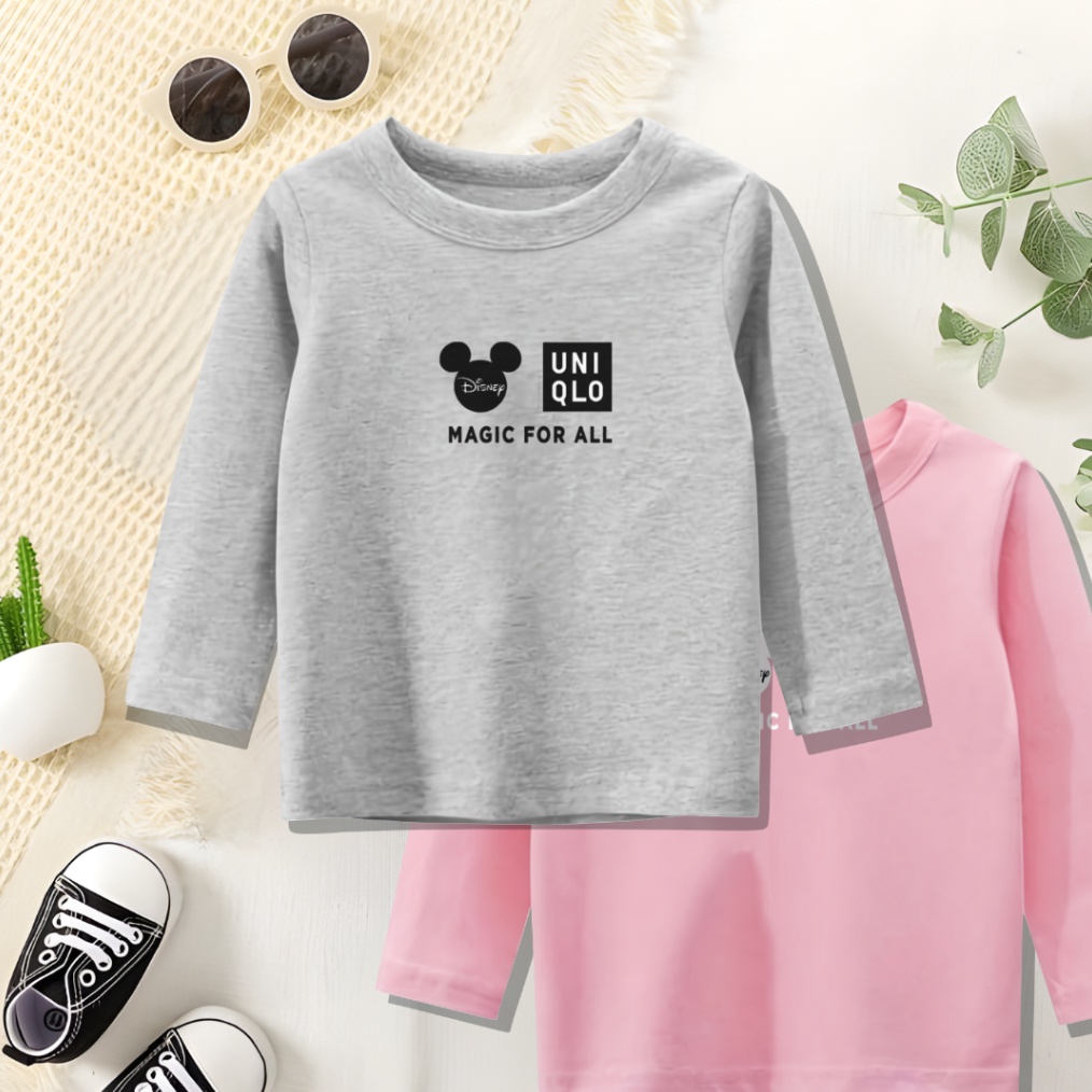 KODE H37K BAju Kaos Uniqlo Anak Cotton Lengan Panjang Usia 112 Tahun Kaos anak Tangan Panjang Kaos A