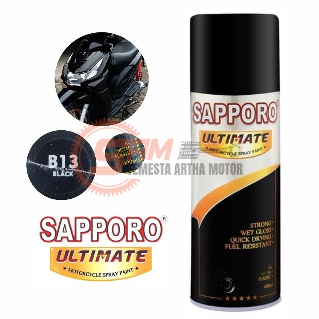 

Pilox Sapporo Ultimate Black B13 Cat Semprot Hitam Pilok Metal Aerosol Spray c B2S5