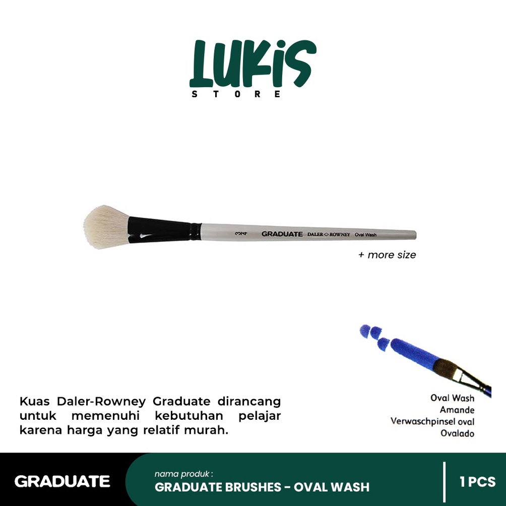 

Kuas Lukis GRADUATE Goat Hair Brushes White Goat Oval Wash Short Handle o N8V6