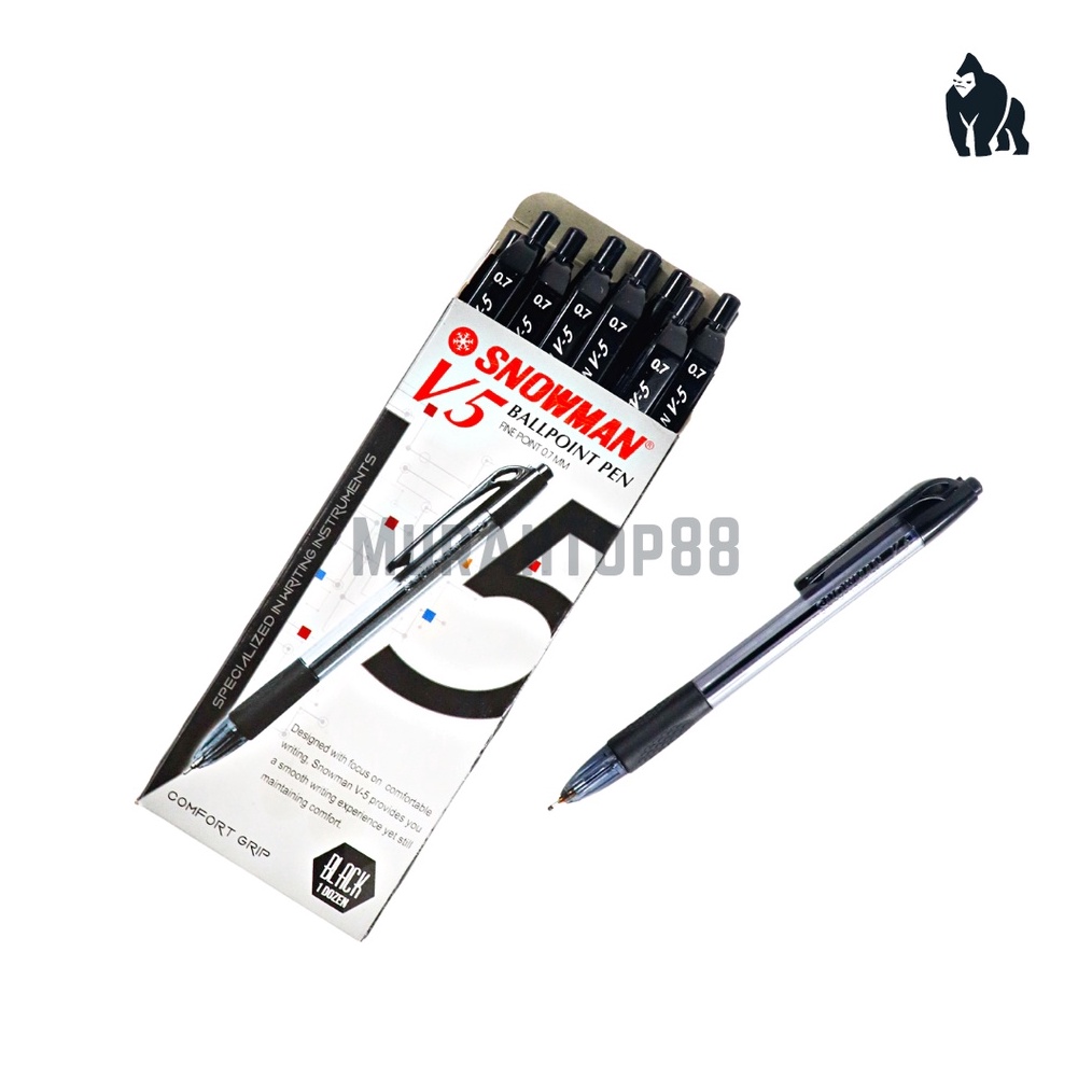 

Pulpen Pen Snowman V5 Pullpen Ballpoint Hitam Black Ink 7 mm 1 Original PER LUSIN a Z4D2