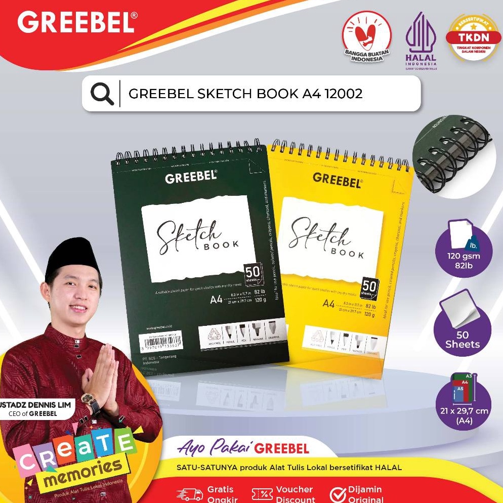

GREEBEL SKETCHBOOK A4 122 Buku Gambar Sketsa Drawing Book g J1G4