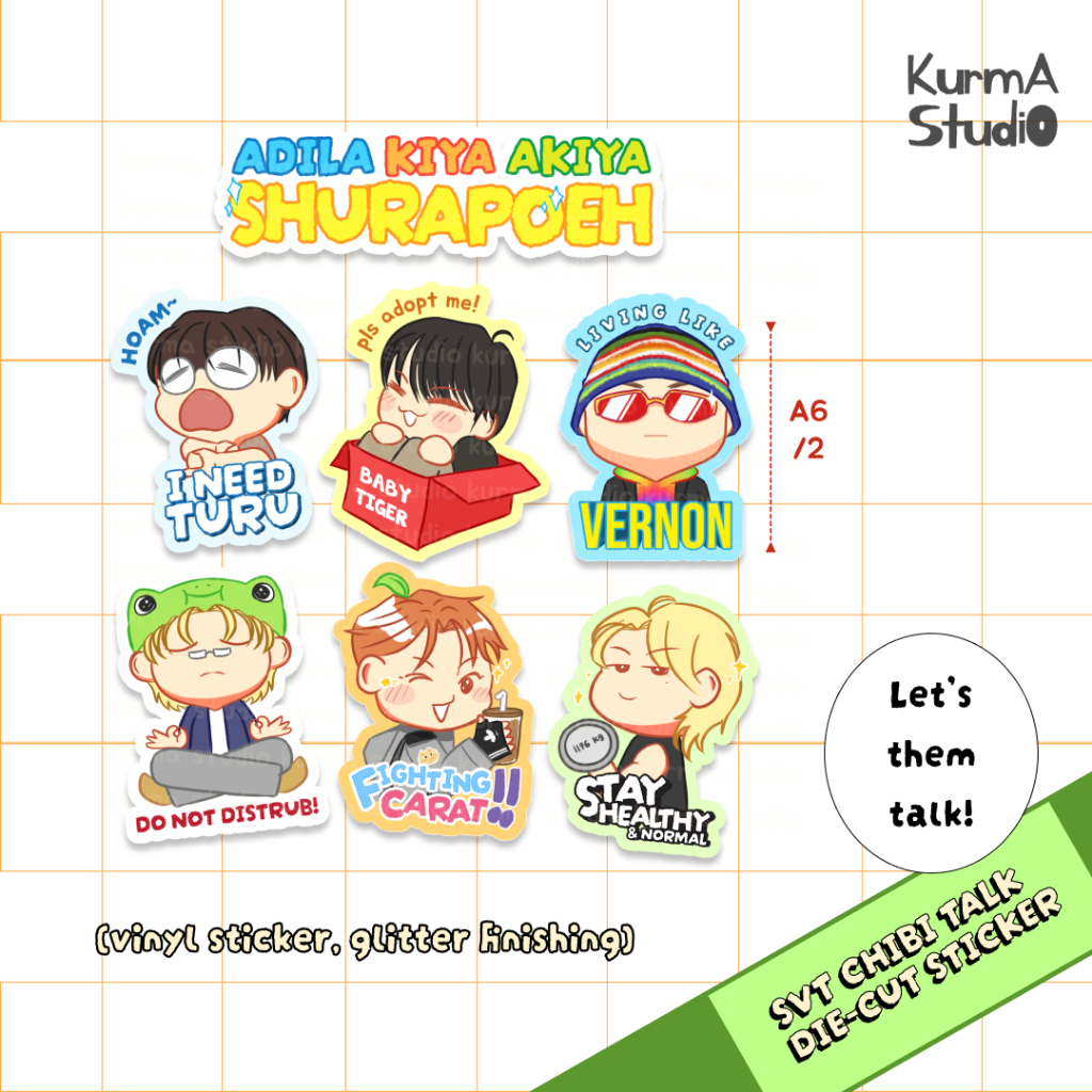 SEVENTEEN Chibi Talk Die-cut Sticker - Glitter finished by Kurma Studio