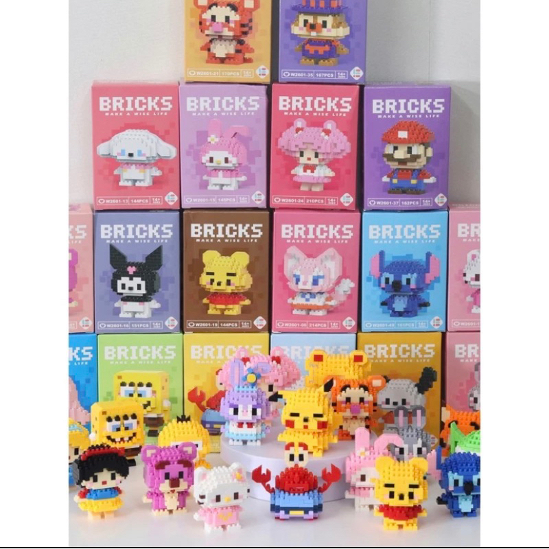 (JEEA) Mainan Balok Susun Disney kuromi Bricks Anak Mainan Edukasi DIY 3D Puzzle Nano Block / mainan