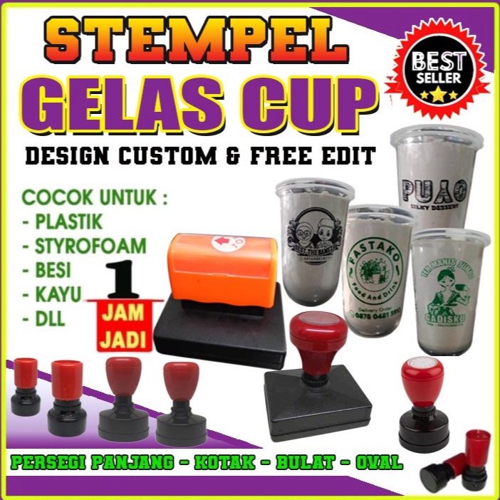 

stempel Gelas Cup Plastik CustomFree Tinta d D5H5