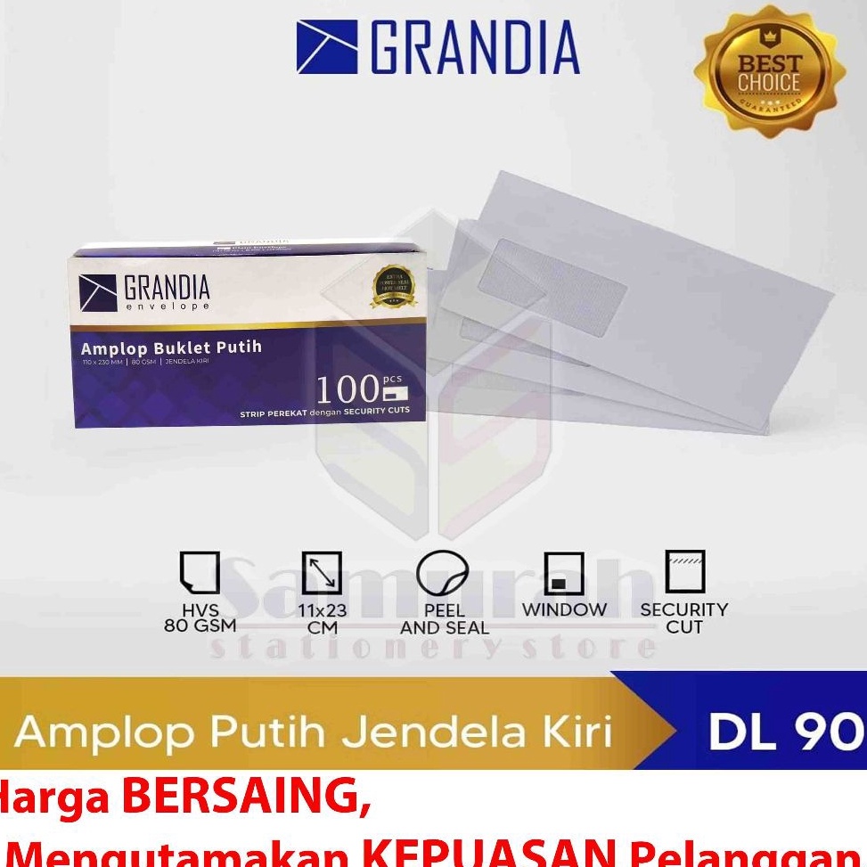 

Amplop Kertas Putih Grandia Kaca Kiri Kanan 9 pps 11 x 23 cm 8 Gsm f O3Z6