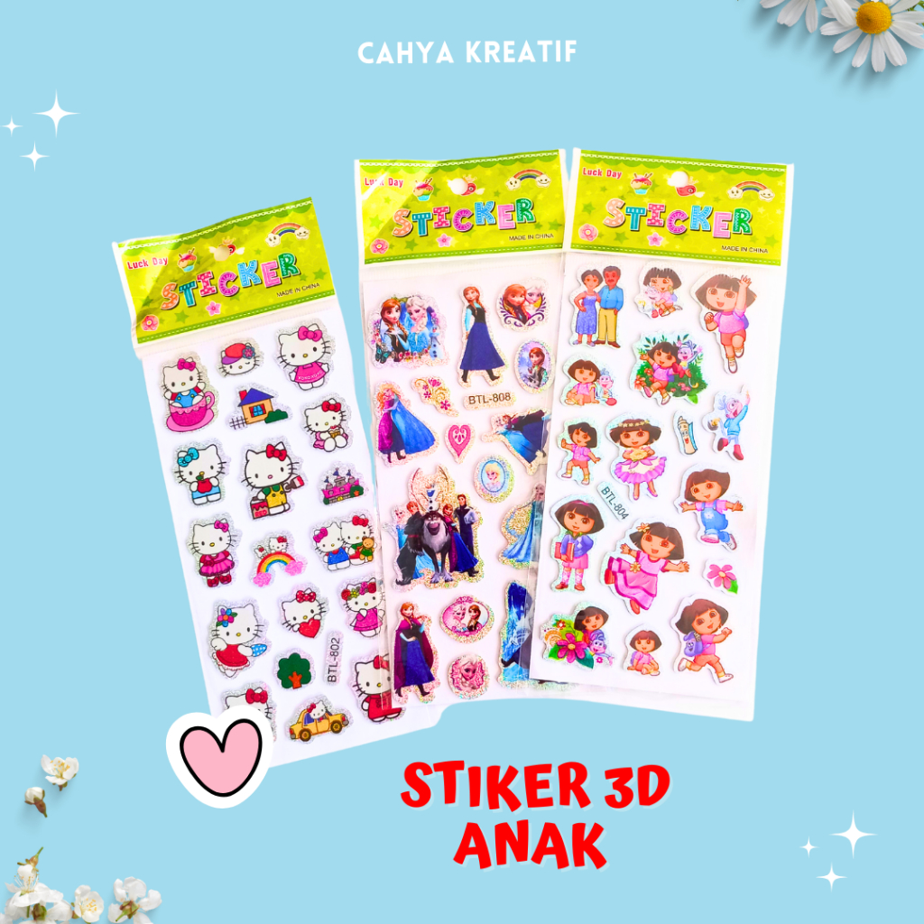 

STICKER 3D STIKER ANAK TIMBUL PREMIUM, STICKER MURAH, GOODIE BAG