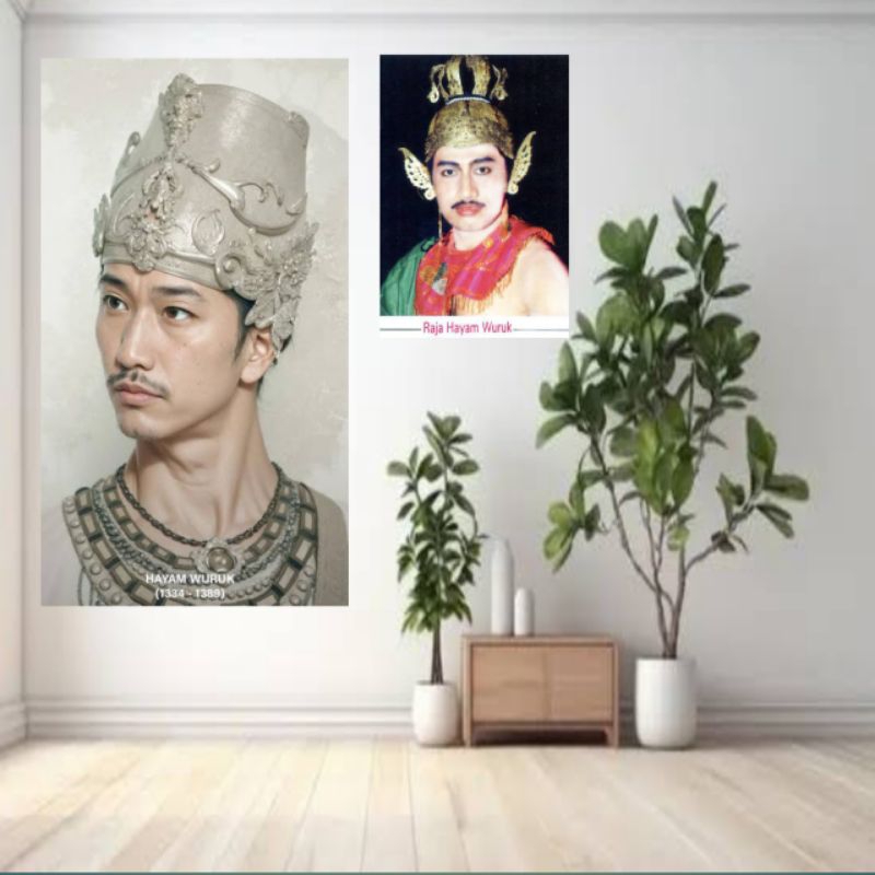 hiasan dinding gambar raja hayam wuruk dari kerajaan Majapahit bahan sticker vinyl berkualitas