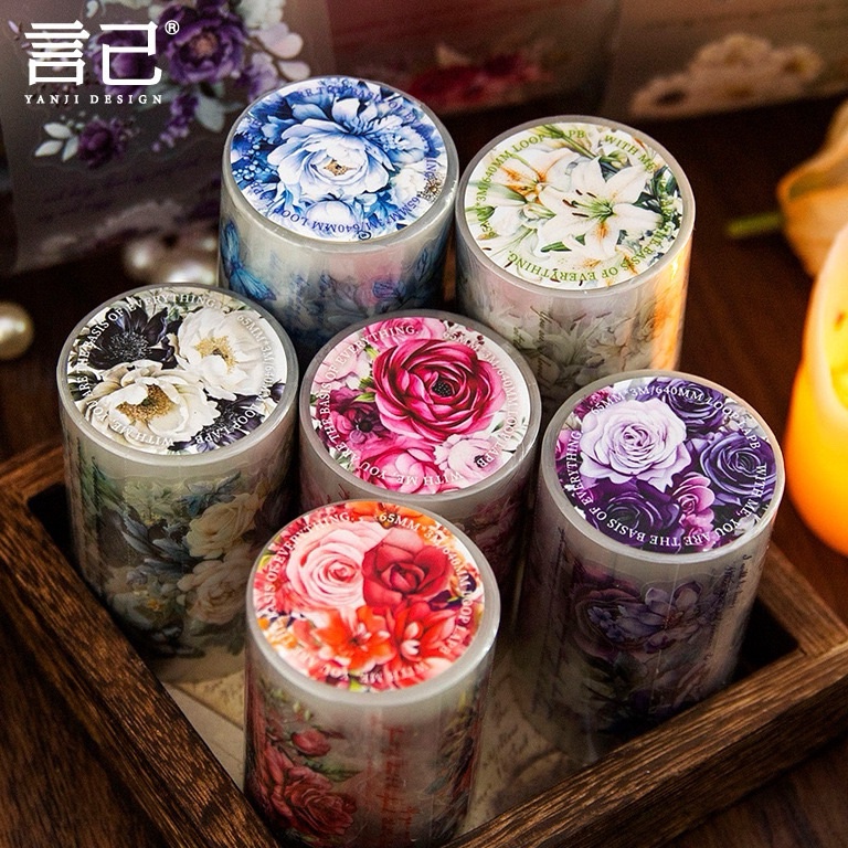 

1AA washi tape selotip transparan kiss cut bunga tulisan quote handwriting flower journaling i NA9