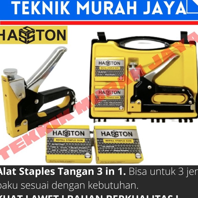 

Alat Staples Tangan Set Box 3 in 1 Hasston Prohex 494 Gun Tacker k SX3