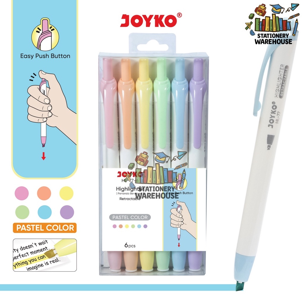

Penanda Berwarna Highlighter Joyko HL776 Warna Pastel Color l G7F4