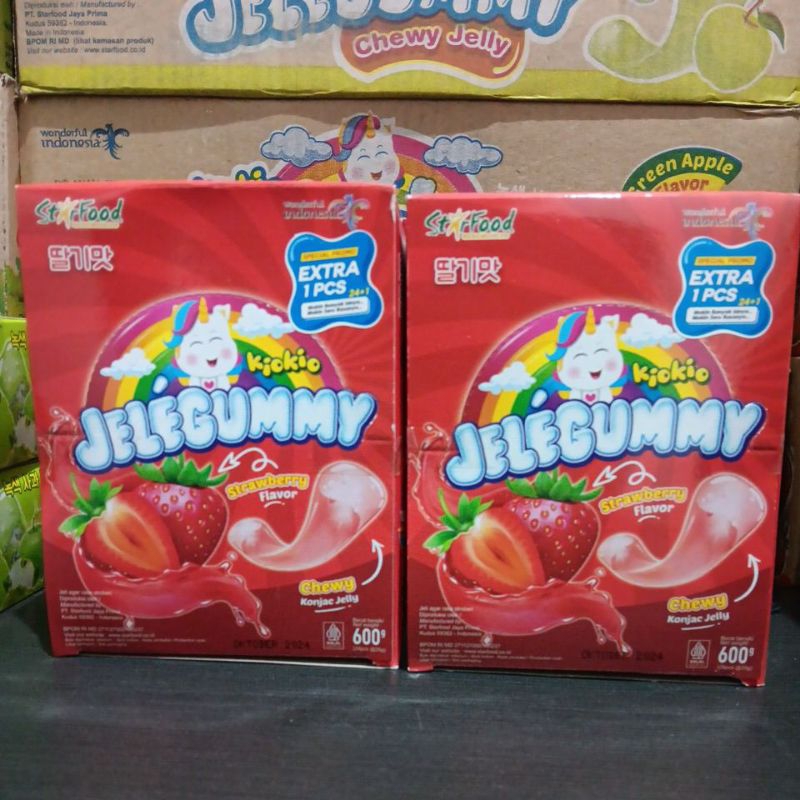 

Kiokio Jelegummy Strawberry pack isi 24+1 @25g